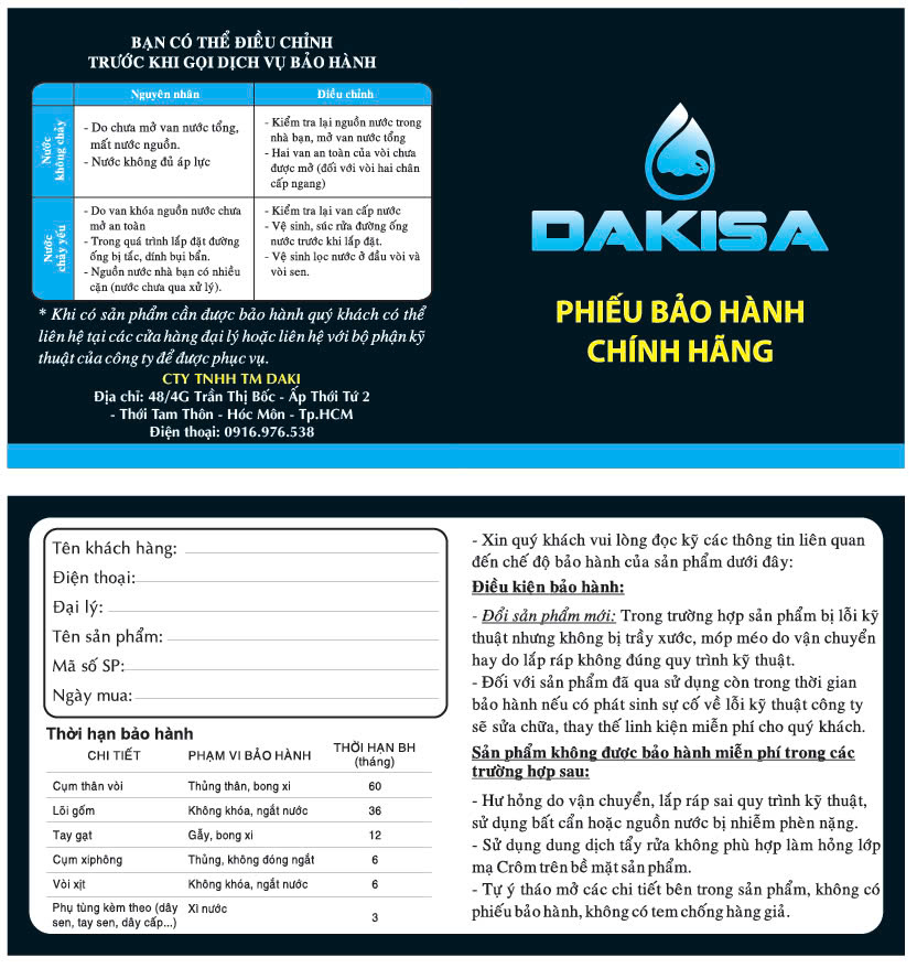 bảo hành thiết bị nhà tắm