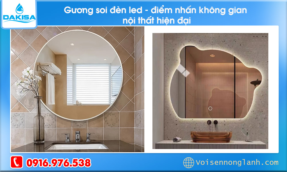 Gương soi đèn led - điểm nhấn không gian nội thất hiện đại